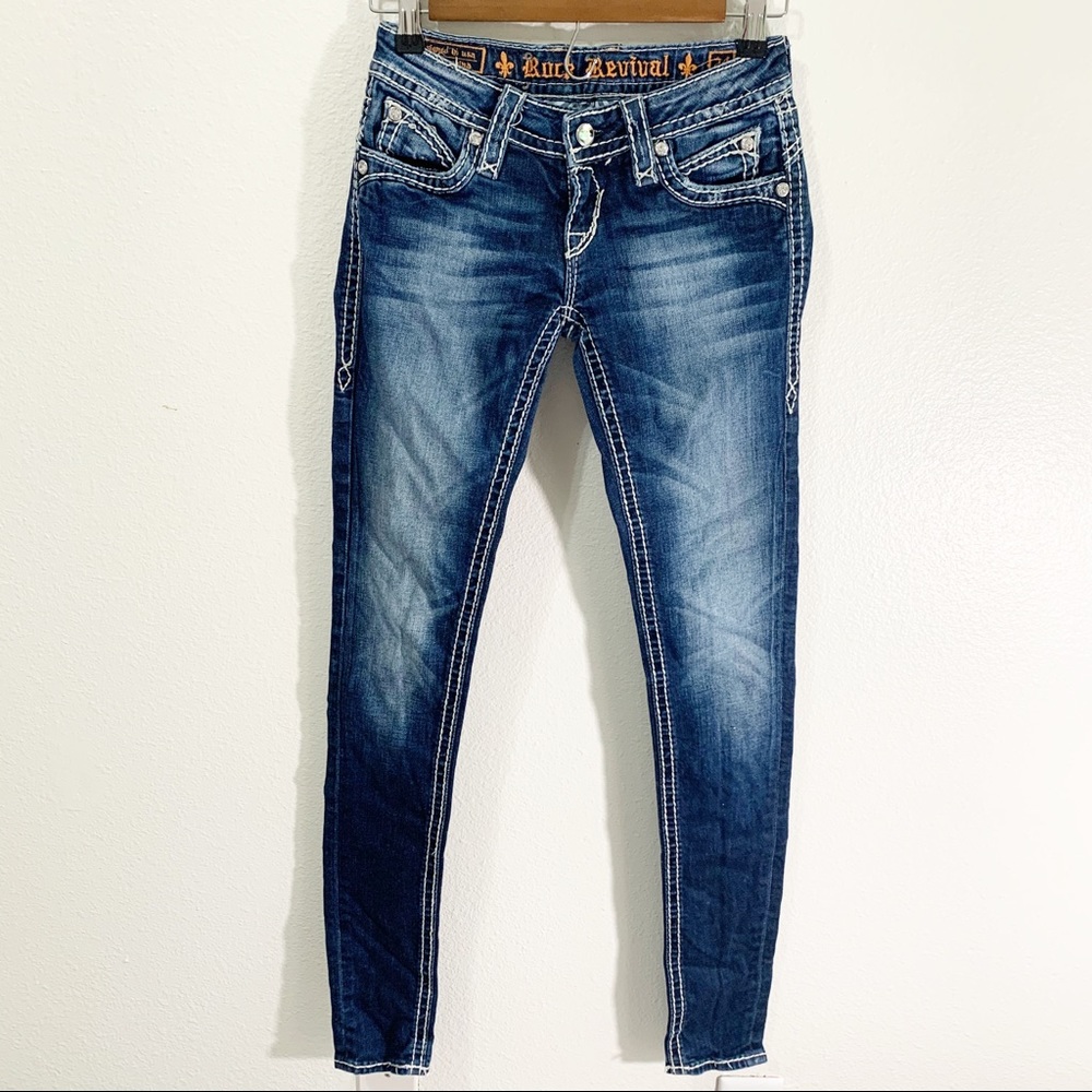 SOLD Rock Revival Johanna Skinny Jeans Denim Faded - Picture 5 of 6